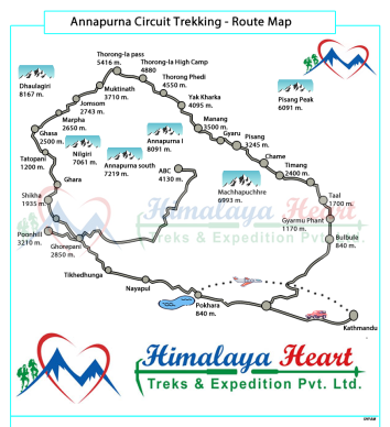 Annapurna Circuit Trek route map